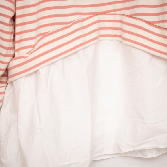 Anthropologie Pilcro Mini Dress Hooded Sweatshirt Pink Stripes SO SOFT Size L - Picture 4 of 5